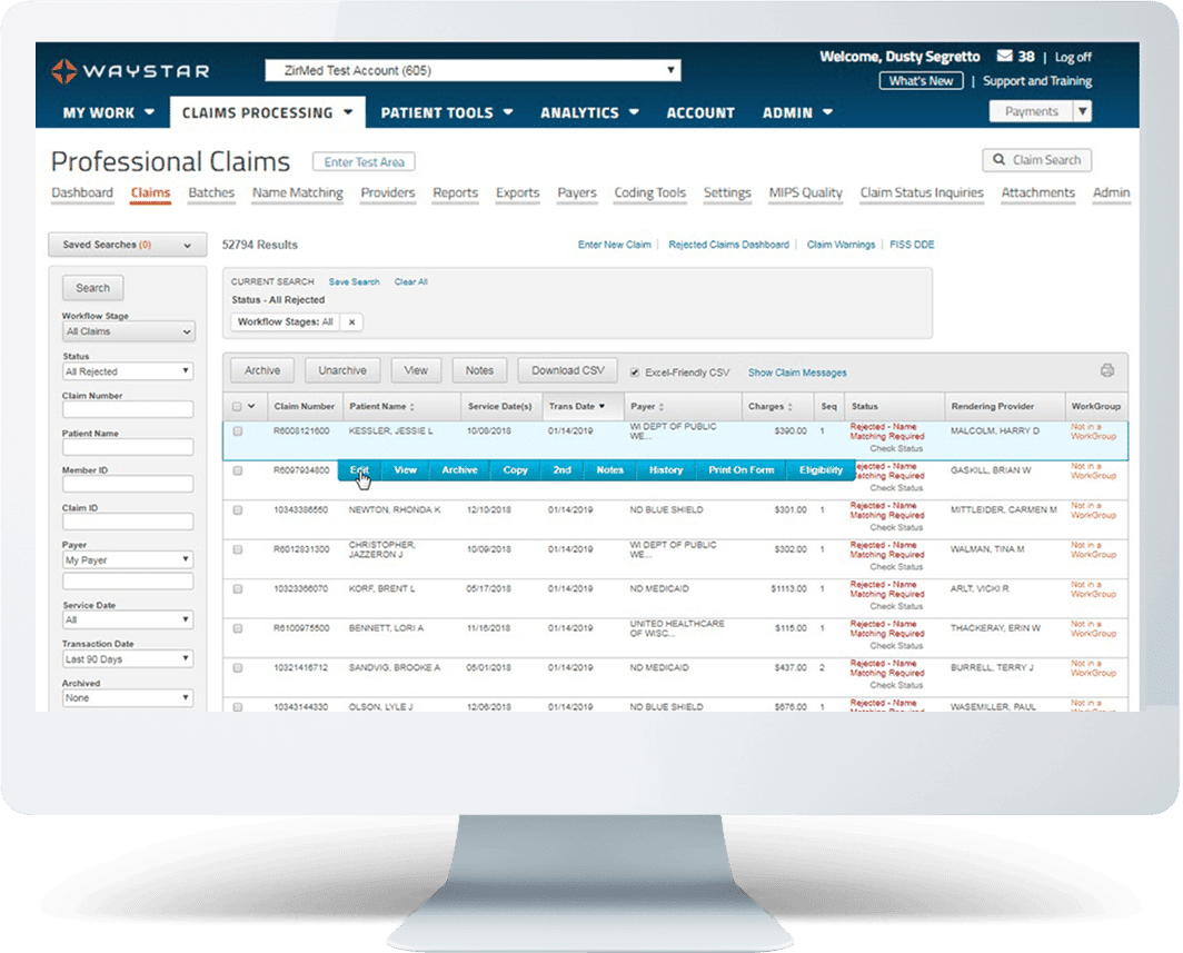 Claims clearinghouse software