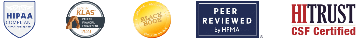 Logos of awards won by Waystar and certifications achieved by Waystar